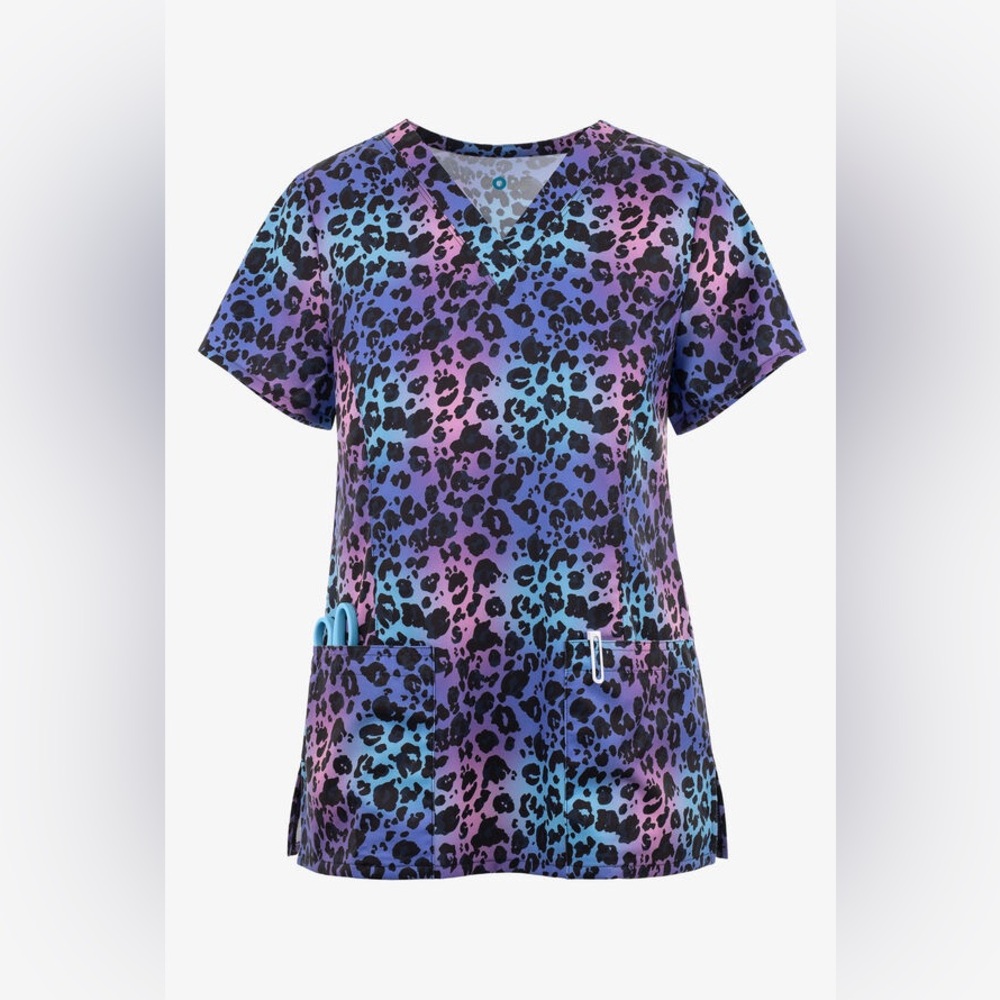 Leopard print scrub top